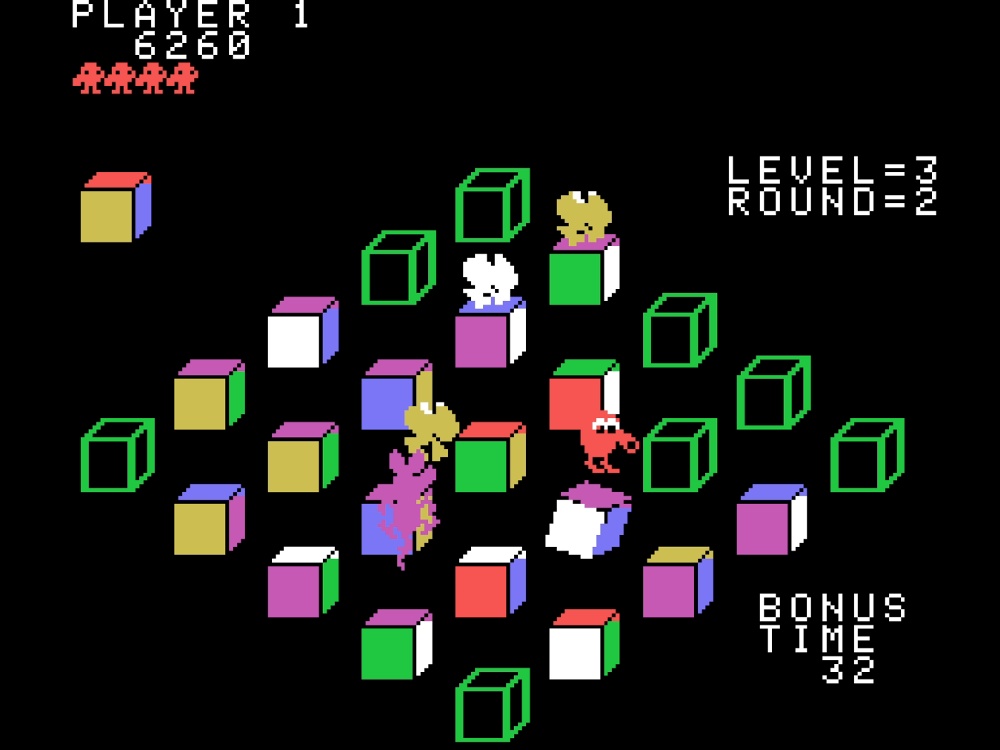 Gameplay of Q*Bert's Qubes for Colecovision